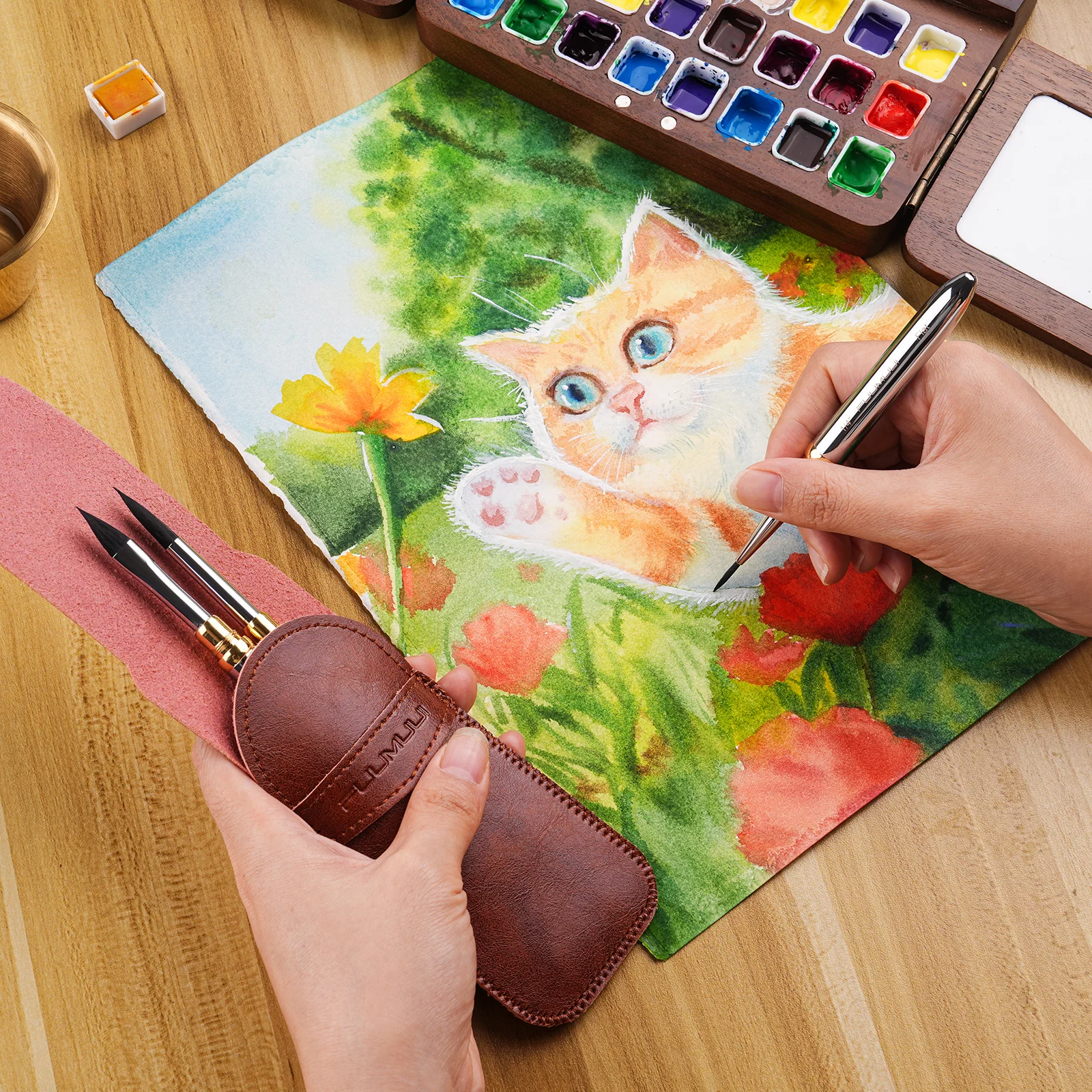 Fuumuui 3pcs Dual-Tip Silver Travel Watercolor Brushes - 6 Tip Styles, Premium Synthetic Squirrel Hair - Image 7