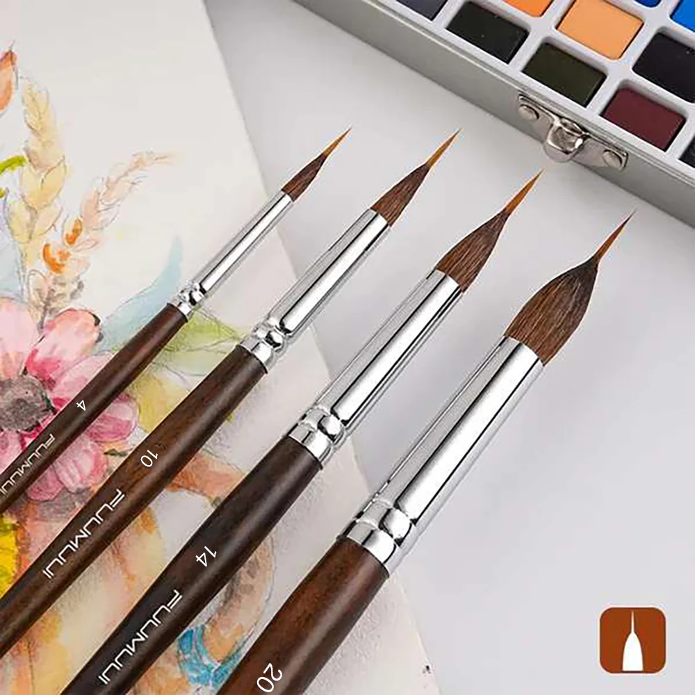 Fuumuui Professional Natural Sable Extended Points Brushes 4pcs/6pcs - Image 4