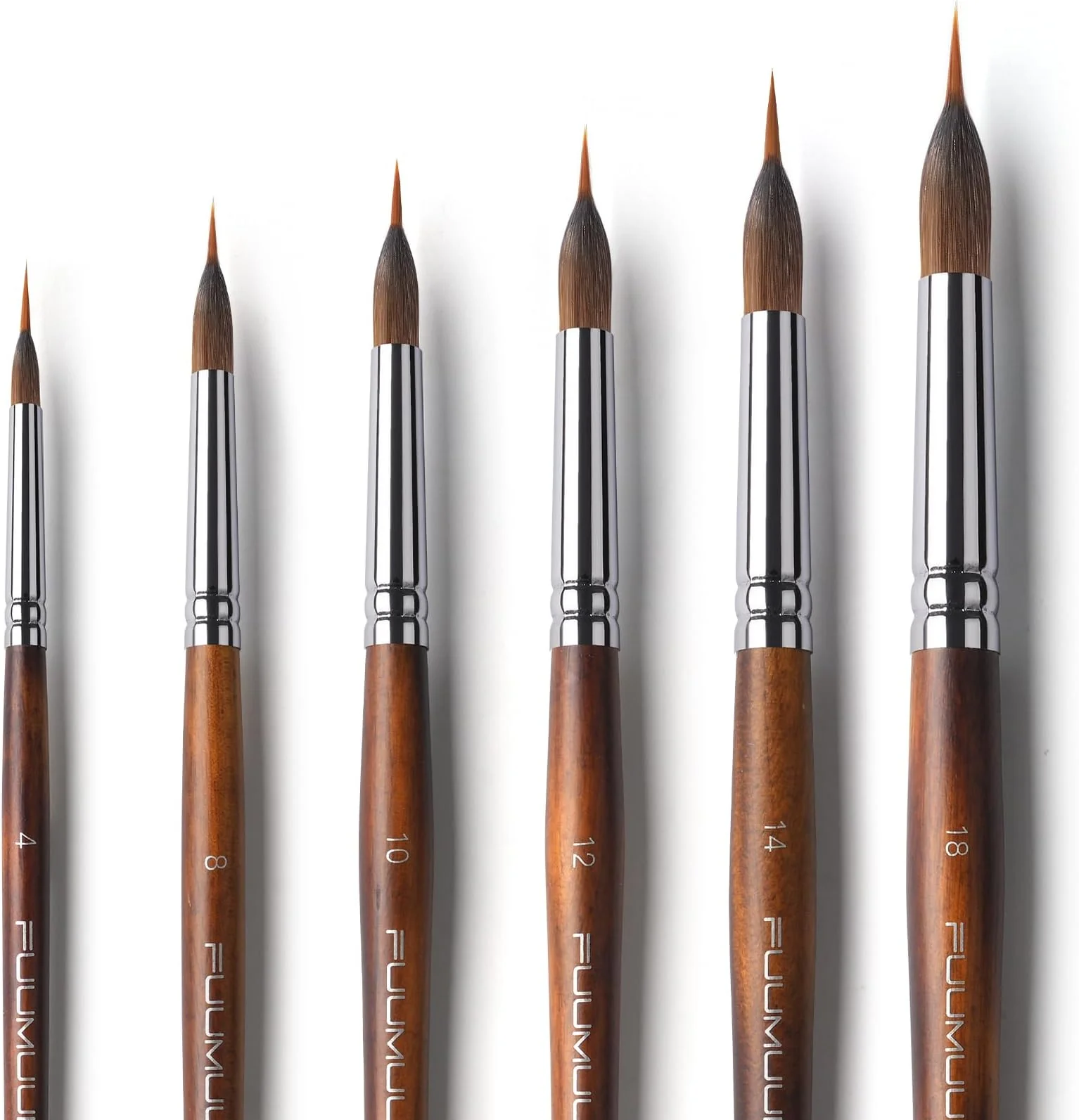 Fuumuui Professional Natural Sable Extended Points Brushes 4pcs/6pcs - Image 6