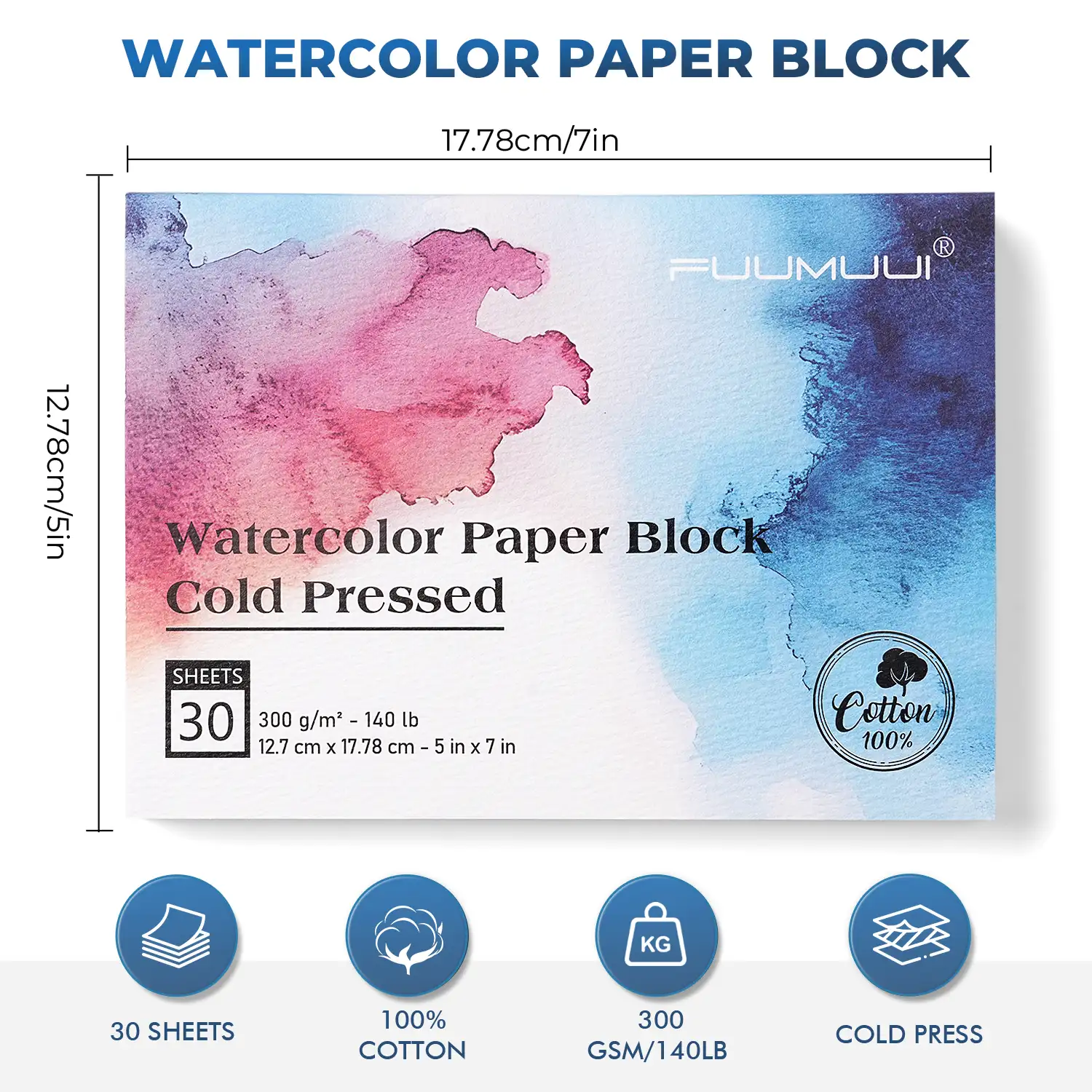 Fuumuui Cold Pressed 100% Cotton Watercolor Block - Medium Texture - Image 9