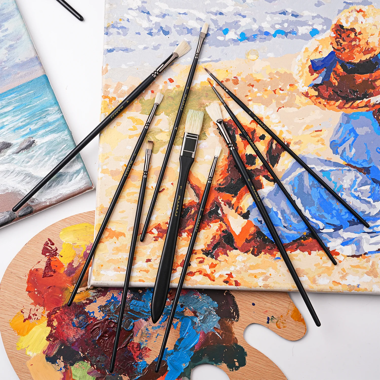 Fuumuui 10pcs professional brush set for acrylic and oil painting - Image 7