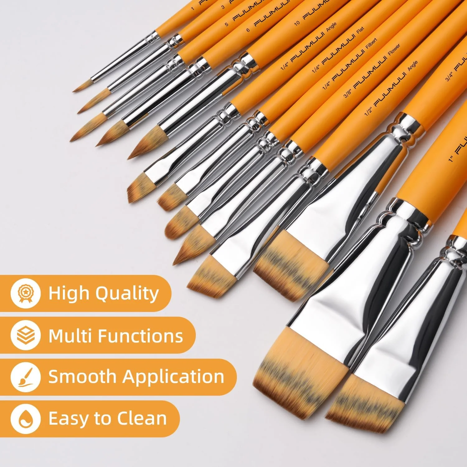 Fuumuui 13pcs Face & Acrylic Painting Brushes - Image 4