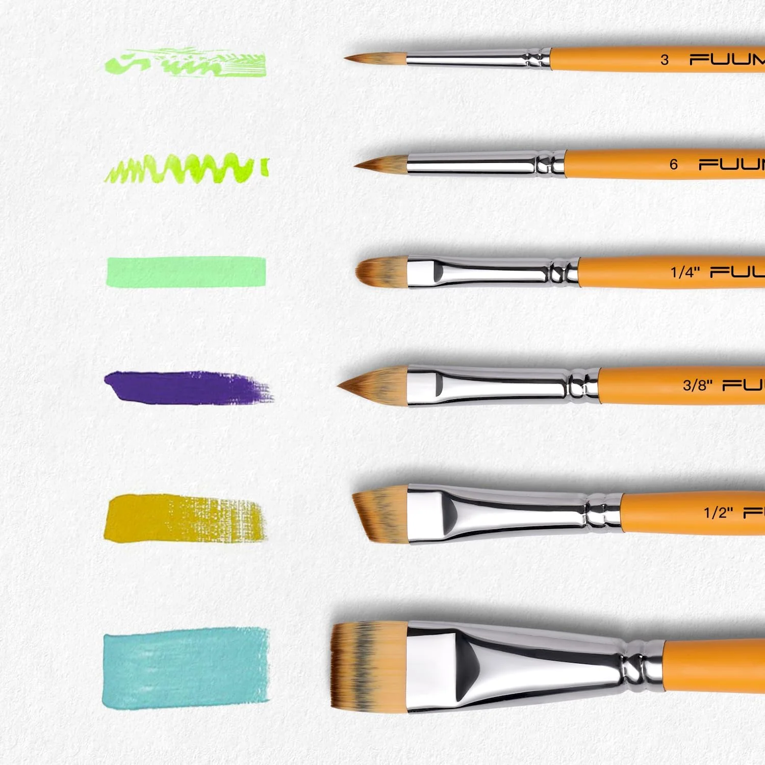 Fuumuui 13pcs Face & Acrylic Painting Brushes - Image 5