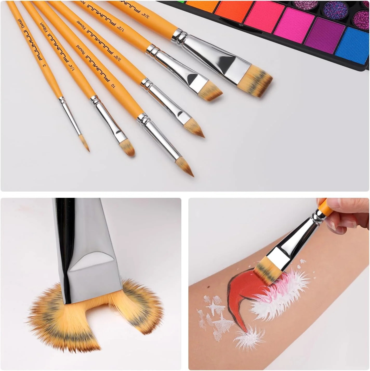 Fuumuui 13pcs Face & Acrylic Painting Brushes - Image 7