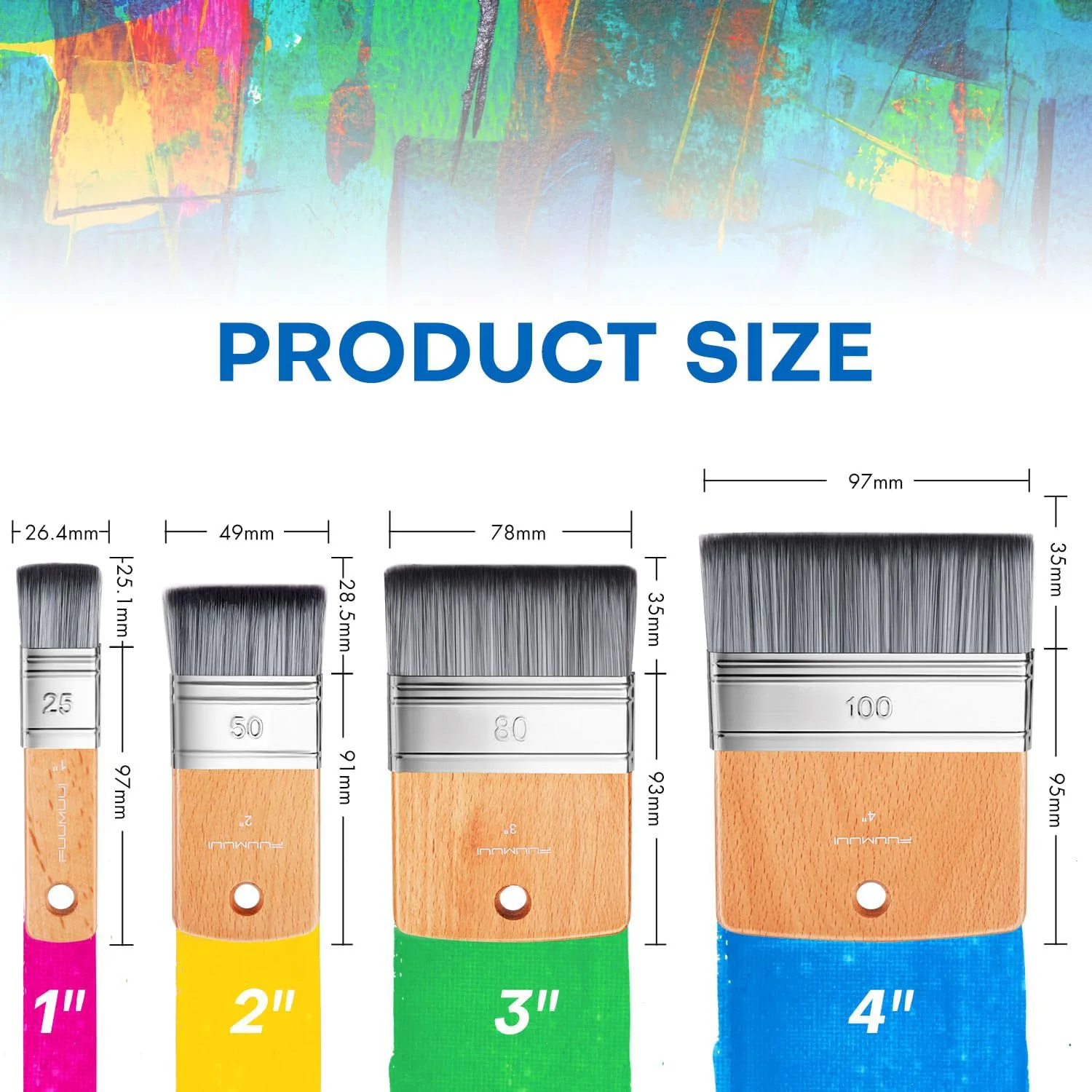 Fuumuui 4pcs Flat Paddle Paint Brush Set - Image 4