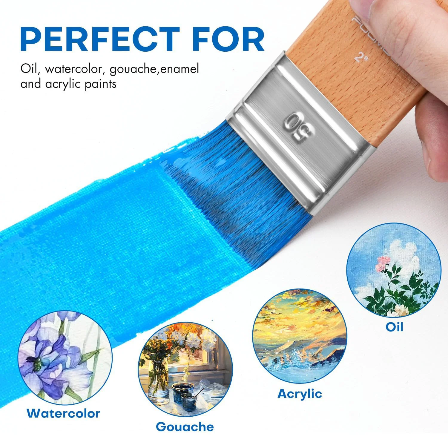 Fuumuui 4pcs Flat Paddle Paint Brush Set - Image 7