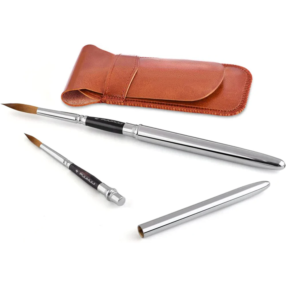Fuumuui 4pcs Natural Sable Hair Travel Watercolor Brushes - Image 5