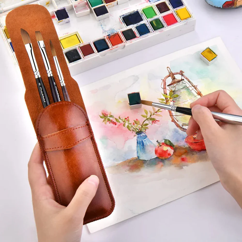 Fuumuui 4pcs Natural Sable Hair Travel Watercolor Brushes - Image 6