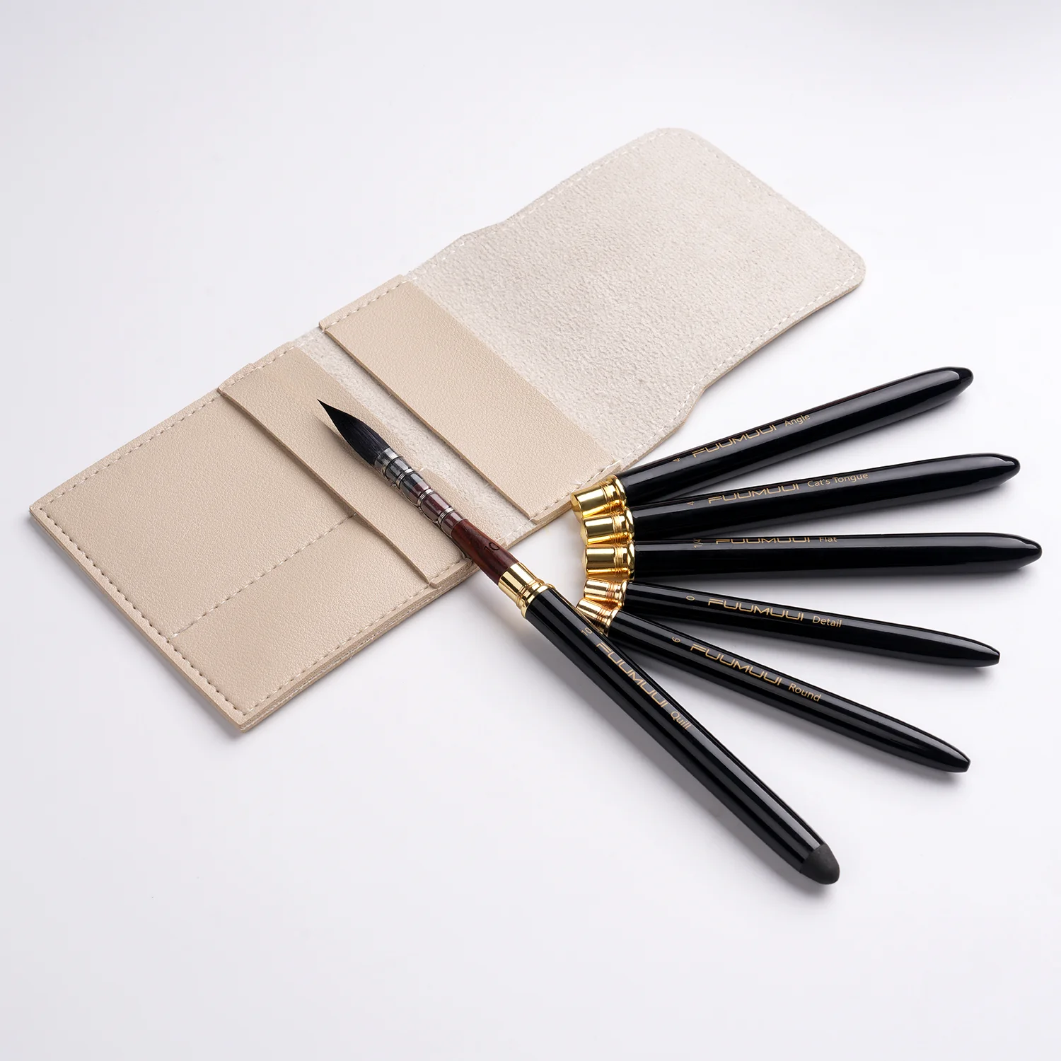 Fuumuui 6pcs High-Grade Pure Squirrel Hair Travel Watercolor Brushes - Image 4