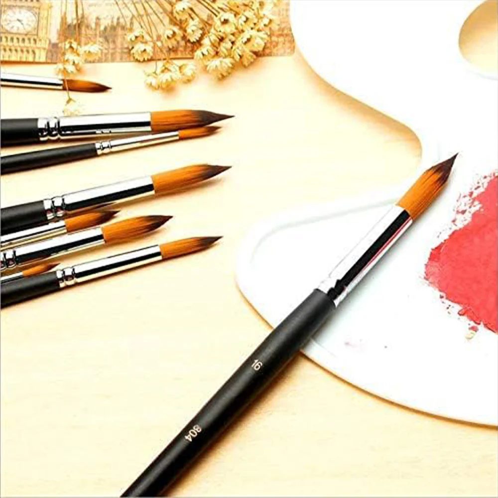 Fuumuui 9pcs Professional Nylon Hair Acrylic Brushes - Round Pointed - Image 4