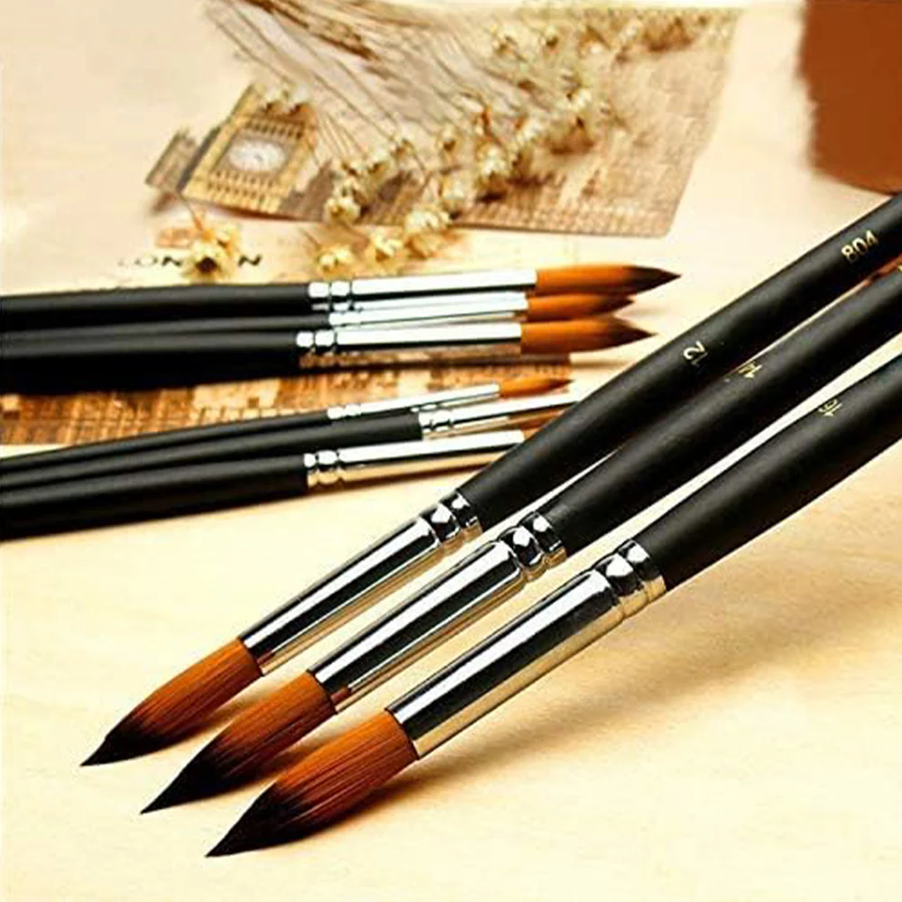 Fuumuui 9pcs Professional Nylon Hair Acrylic Brushes - Round Pointed - Image 6