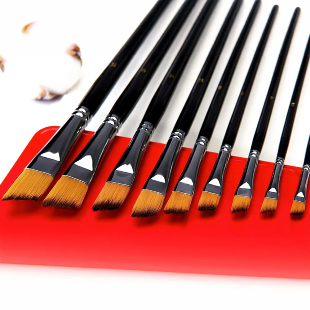 Fuumuui 9pcs Professional Nylon Hair Acrylic Brushes - Angled - Image 6