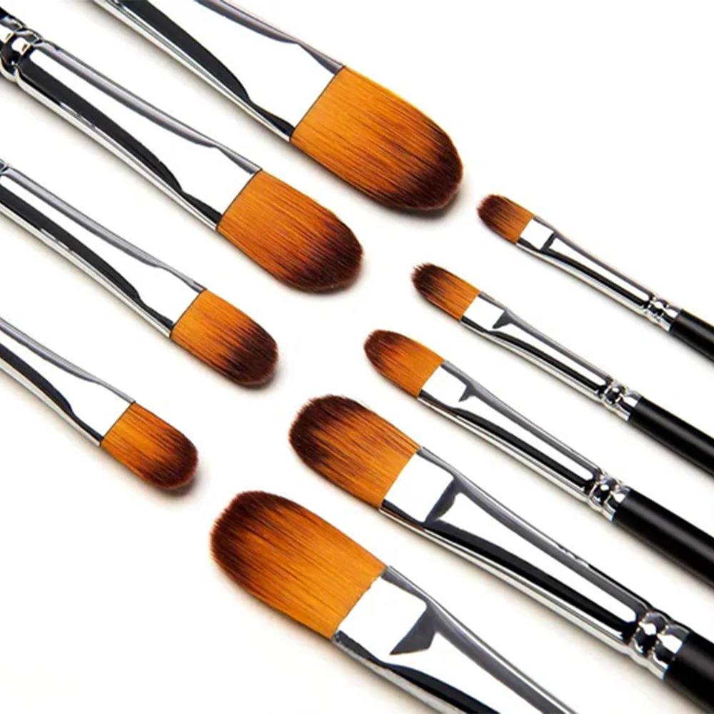 Fuumuui 9pcs Professional Nylon Hair Acrylic Brushes - Filbert - Image 8