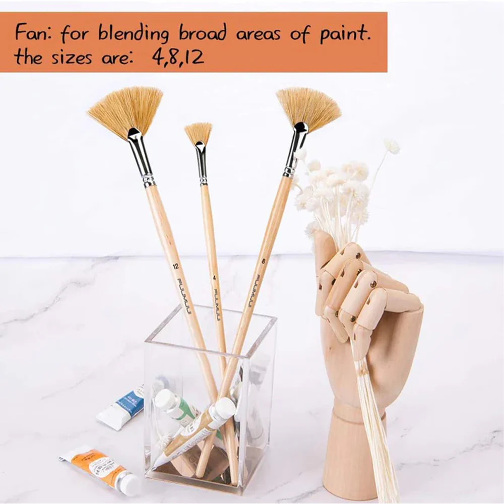 Fuumuui 3pcs Professional Bristle Oil Brushes - Image 4