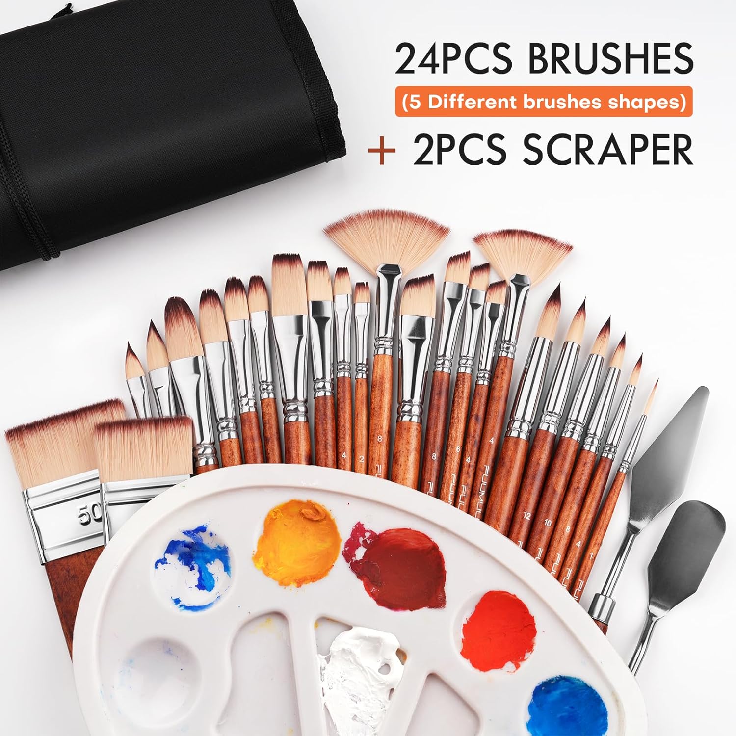 Fuumuui Professional 26pcs Nylon Acrylic Set with 2 Palette Tools - Image 3