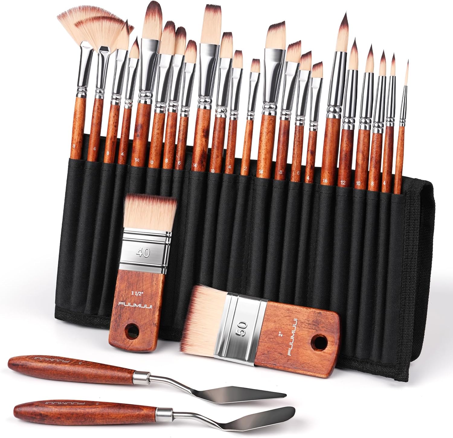 Fuumuui Professional 26pcs Nylon Acrylic Set with 2 Palette Tools - Image 4