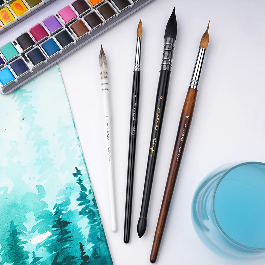 Fuumuui & Svetlin Sofroniev Professional Artist Watercolor 4 brush Set - Image 3