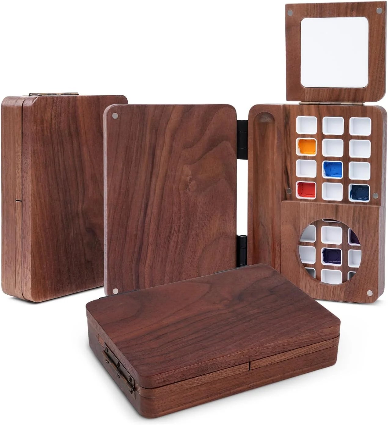 Fuumuui Travel Watercolor Palette 24 Grids Foldable with 2pcs Sable Travel Watercolor Brushes - Image 5