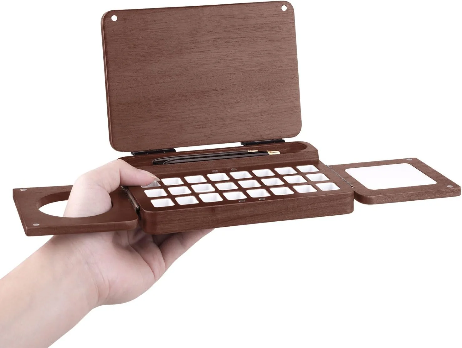Fuumuui Travel Watercolor Palette 24 Grids Foldable with 2pcs Sable Travel Watercolor Brushes - Image 6
