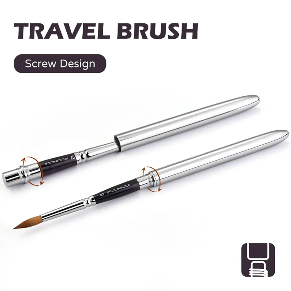 Fuumuui 3pcs Portable Retractable Round Sable Watercolor Brushes - Image 4