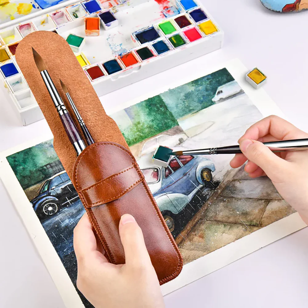 Fuumuui 3pcs Portable Retractable Round Sable Watercolor Brushes - Image 7