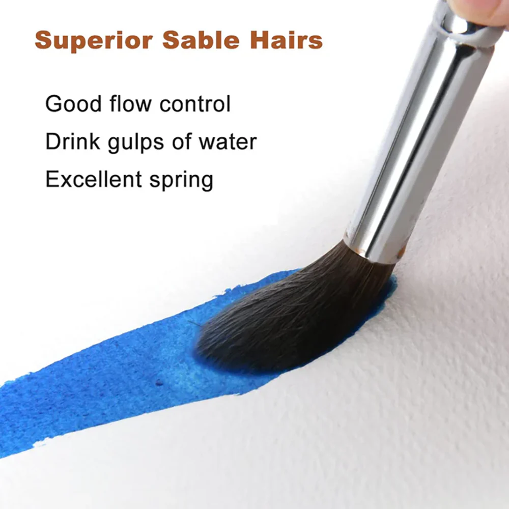 Fuumuui 8pcs Professional Natural Sable Watercolor Brushes - Image 6
